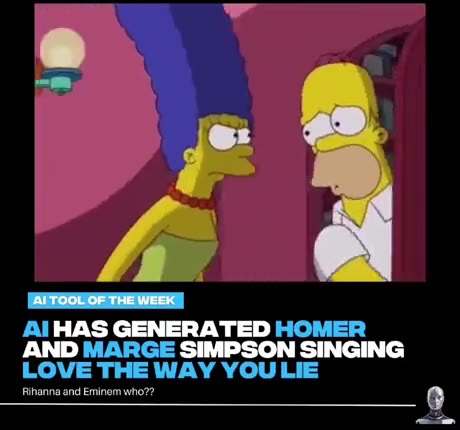 AIHAS GENERATED HOMER АМО MARGE SIMPSON SINGING (ALTOOL OF THEWEEK | ГАГТООСОР ТНЕМЕЕК hanna and Eminem who?? @ ГАГТООСОР THE WEEK|