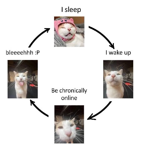 sleep bleeeehhh wake up Be chronically online