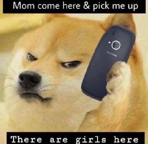 Mom come here pick me up There are girls here
