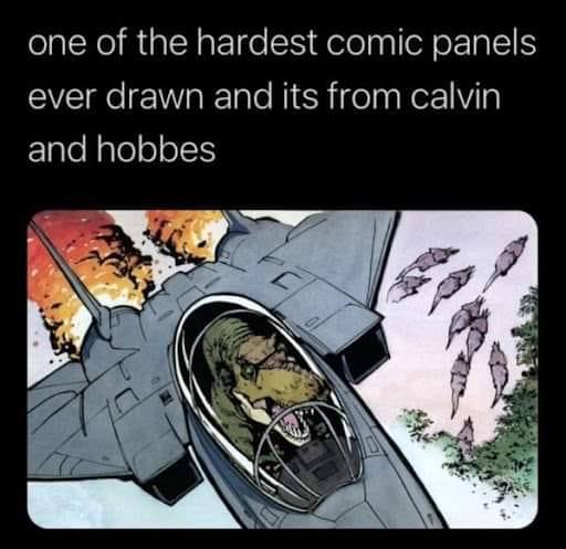 one of the hardest comic panels ever drawn and its from calvin and hobbes A SSS