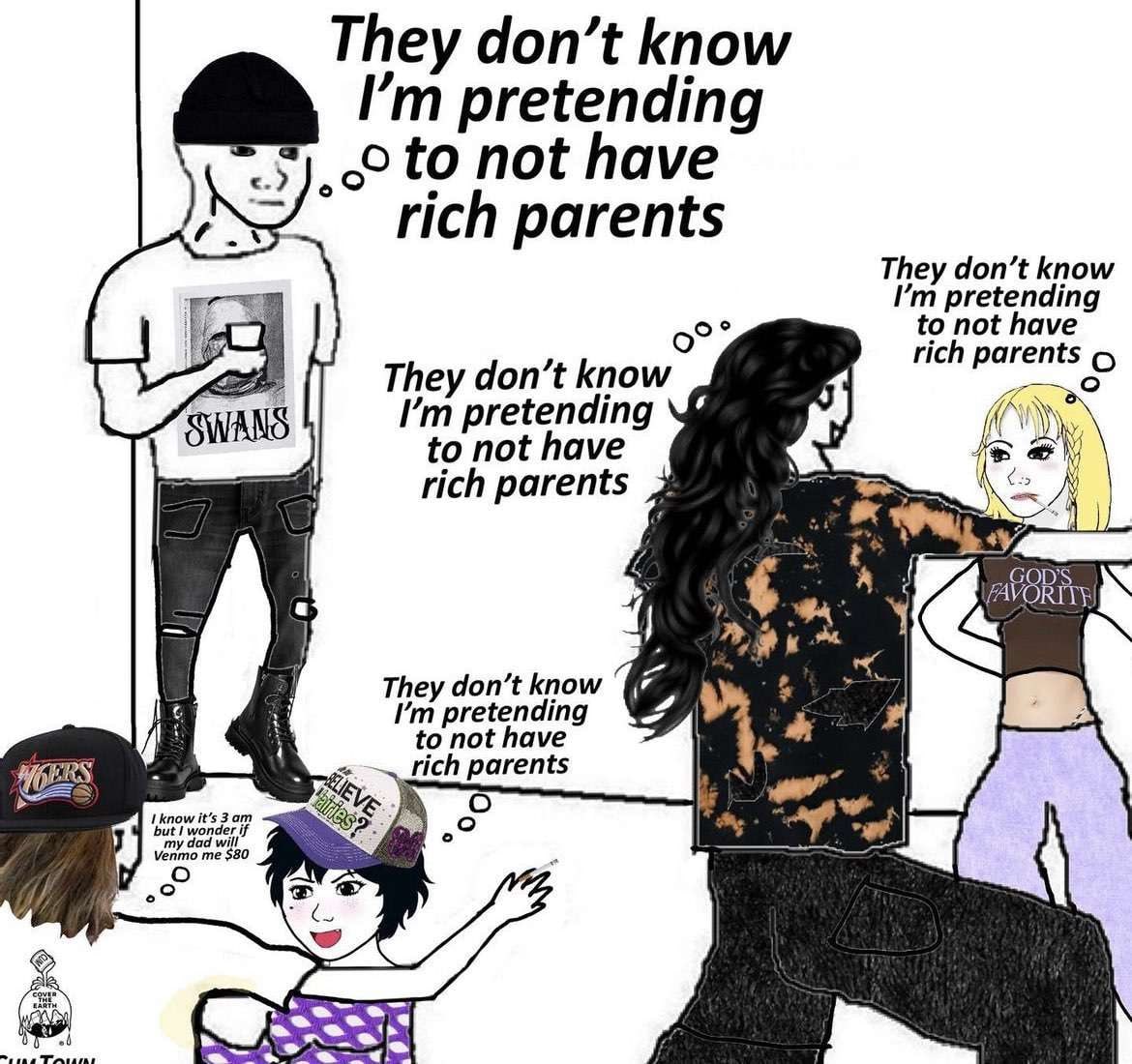 They don’t know pretending not have rich parents They don’t know pretending to not have They don’t know rich parents pretending SWANS to not have rich parents Wal They don’t know 1 7, pretending to no