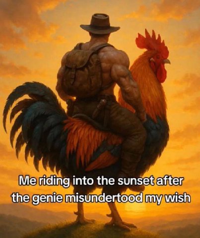 riding into the sunset after the genie misundertood my wish