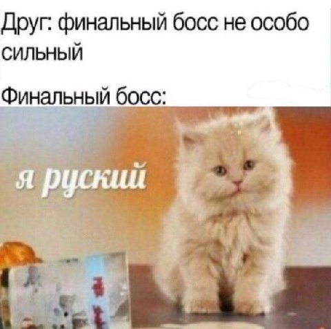 Друг: финальный босс не особо СИЛЬНЫЙ Финальный босс: я руский