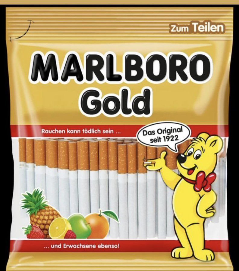 Zum MARLBORO. Gold kann sein kann tédlich sein... Orig eit 1922 и) Erwachsene ebenso