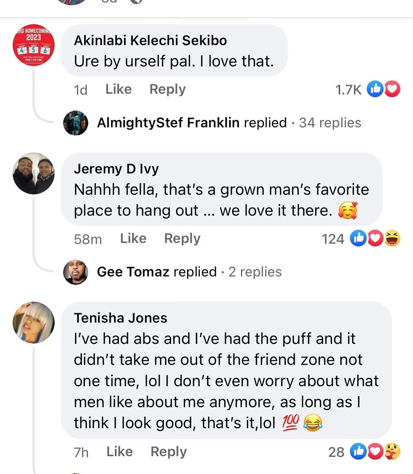 [5 НОМЕСОМИ 02 Akinlabi Kelechi Sekibo Ure urself pal. love that. Like Reply AlmightyStef Franklin replied 34 replies Jeremy Ivy Nahhh fella, that’s a grown man’s favorite place to hang out we love it