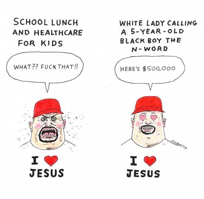 SCHOOL LUNCH WHITE LADY CALLING AND HEALTHCARE A FOR KIDS BLACK BOY THE МОВО HERE'S $500,000 2 JESUS JESUS