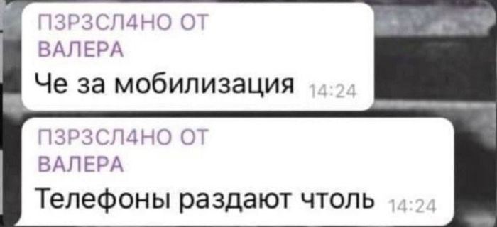 ПЗРЗСЛАНО ВАЛЕРА Че за мобилизация ПЗРЗСЛАНО ВАЛЕРА Телефоны раздают чтоль