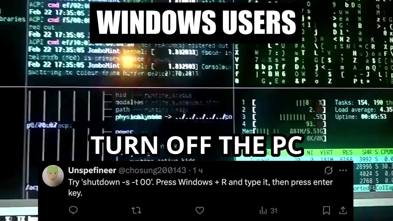 аа Try 'shutdown -$ -t 00'. Press Windows + В and type it, then press enter 2768 5 61 ее WINDOWS USERS 4 veal groups.reocstact grou» Password Decryptor Critical Bata . — TURN ОГЕПНЕ РС Знтехоточр км |