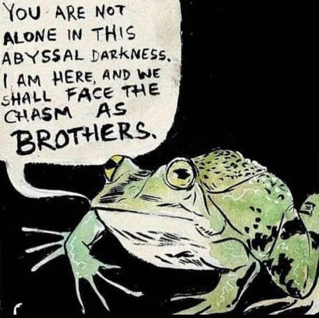 You ARE Not ALONE IN THIS ABYSSAL DARKNESS, HERE, AND WE FACE THE CHASM AS BROTHERS. С A