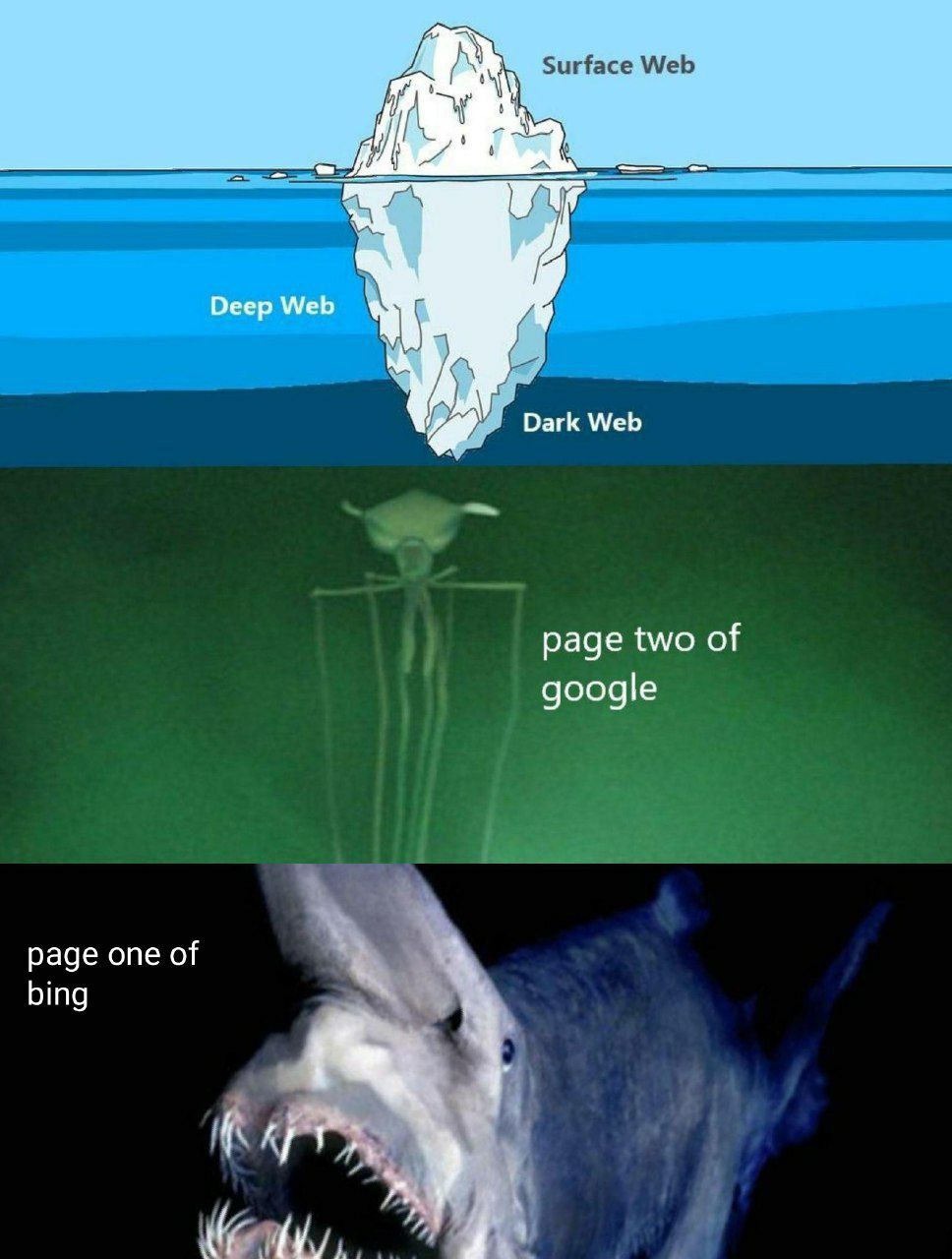 Surface Web У Dark Web page two of google page one of bing