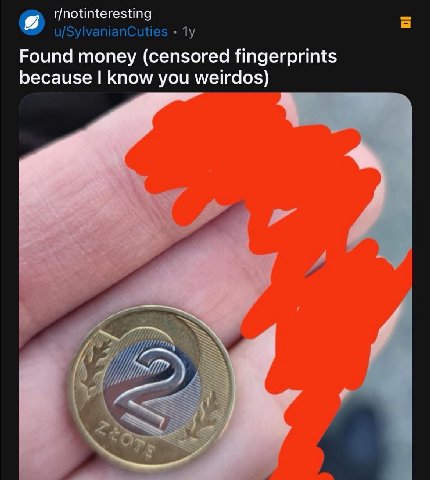 r/notinteresting u/SylvanianCuties Found money (censored fingerprints because know you weirdos)