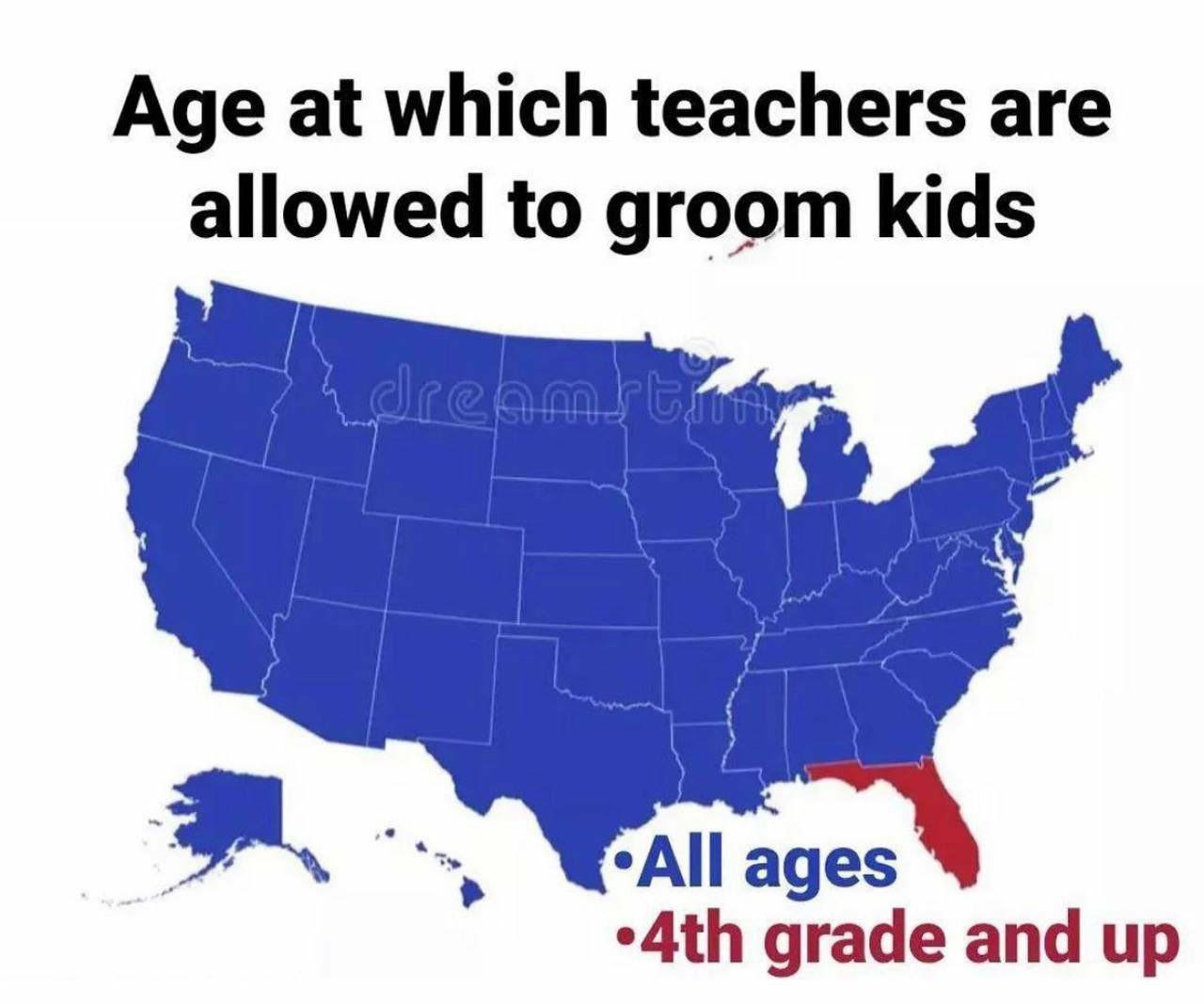 Age at which teachers are allowed to groom kids ages grade and up