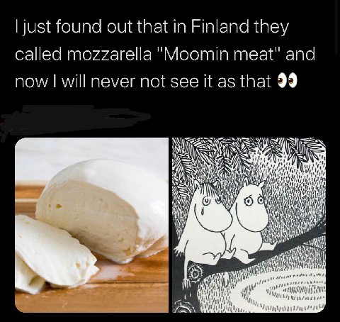 just found out that in Finland they called mozzarella meat" and now will never not see it as that 99 У) 4 у 4 it У А 01) у)