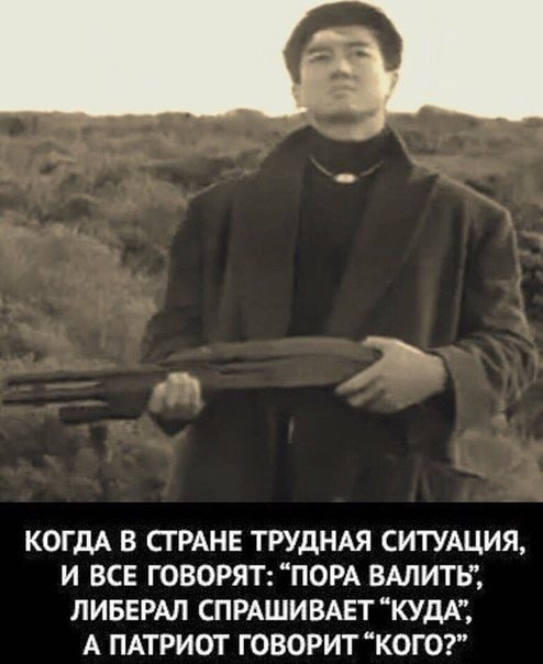 КОГДА В СТРАНЕ ТРУДНАЯ СИТУАЦИЯ, И ВСЕ ГОВОРЯТ: “ПОРА ВАЛИТЬ,, ЛИБЕРАЛ СПРАШИВАЕТ “КУДА”, А ПАТРИОТ ГОВОРИТ “КОГО?”
