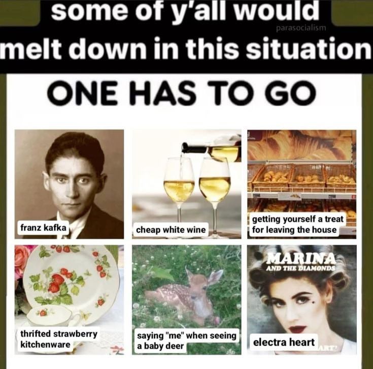 some of yall would elt down in this situation ONE HAS getting yourself a treat franz cheap white for leaving the house MAI a thrifted strawberry kitchenware а deer i electra heart