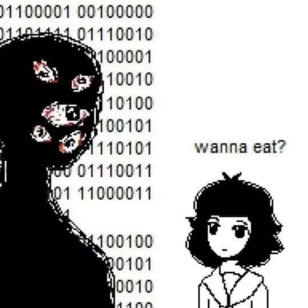11100001 00100000 01110010 10010 10100 110101 wanna eat? 01110011 11000011 4 0010 К
