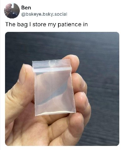 Веп @bskeye.bsky.social The bag store my patience in