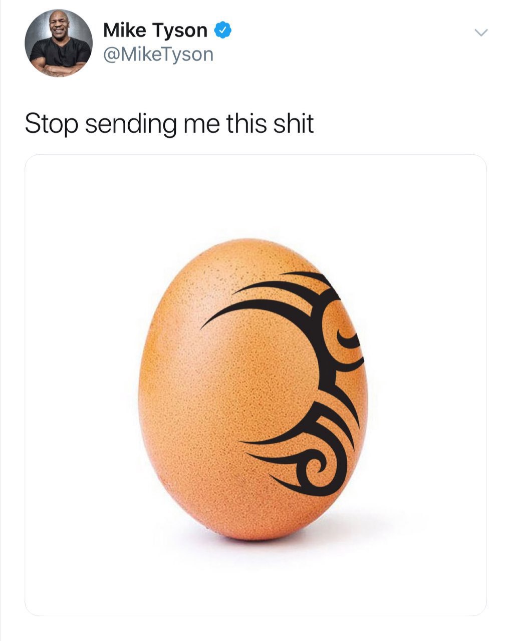 Mike Tyson @MikeTyson Stop sending me this shit