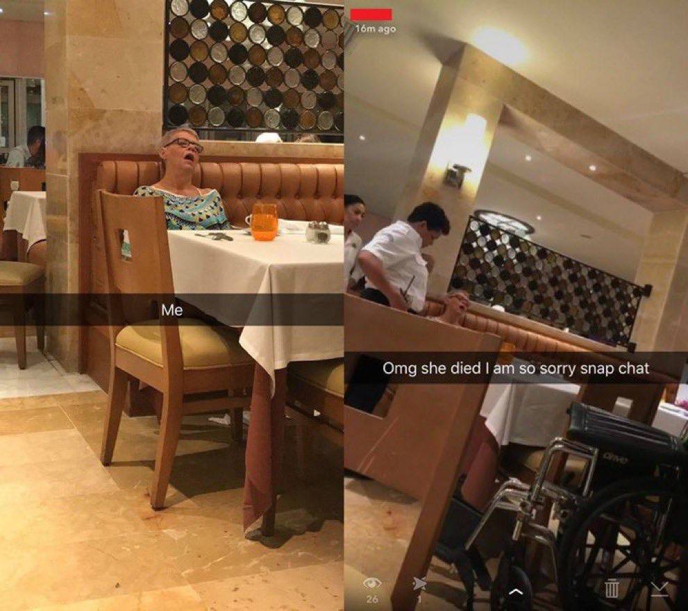 4 у Me Omg she died so sorry snap chat