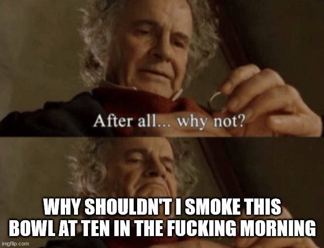пог WHY SHOULDN'T SMOKE THIS BOWL AT TEN IN THE FUCKING MORNING