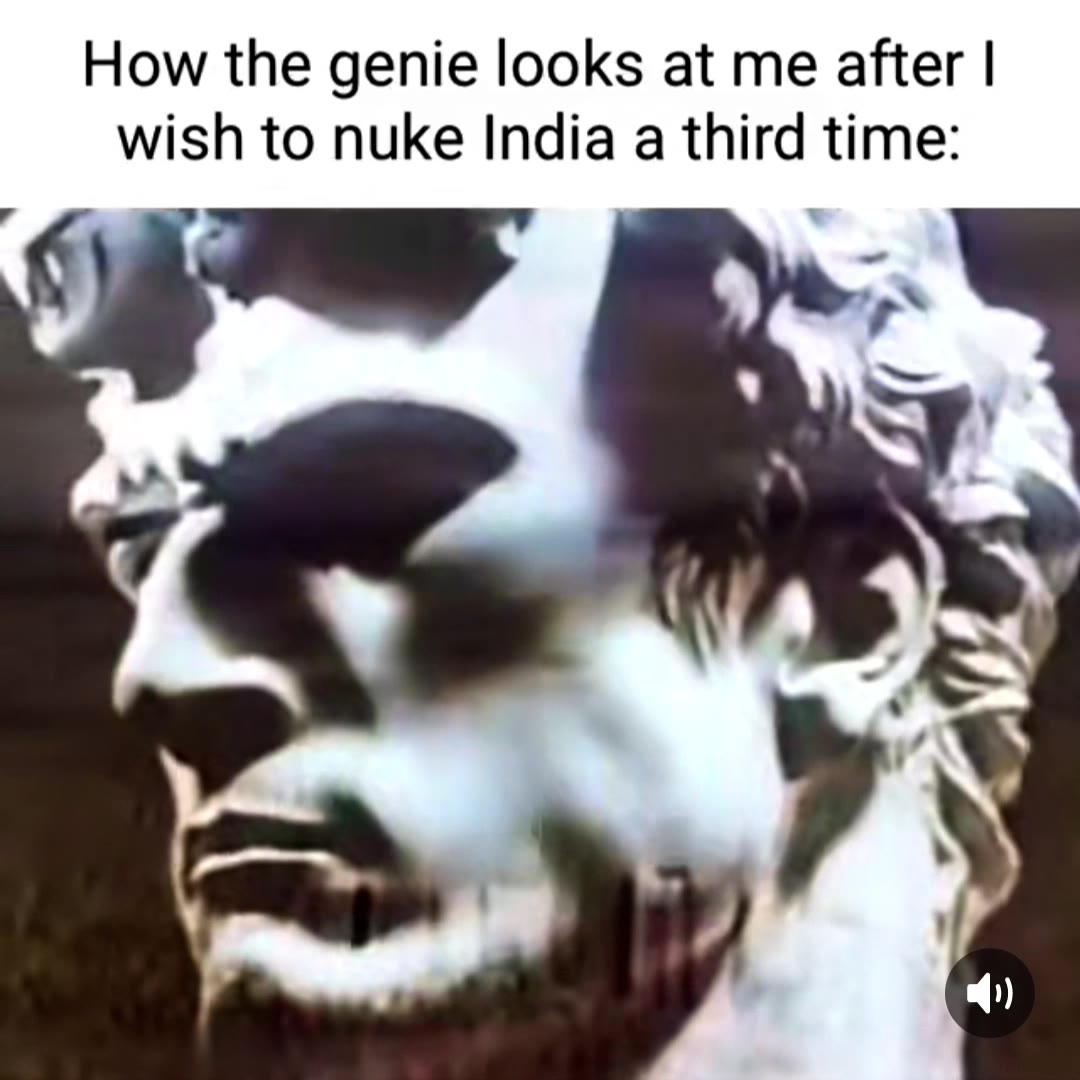 How the genie looks at me after | wish to nuke India a third time: