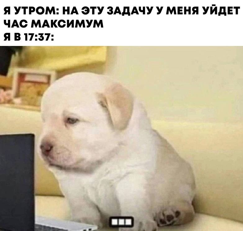 Я УТРОМ: НА ЭТУ ЗАДАЧУУ МЕНЯ УЙДЕТ ЧАС МАКСИМУМ Я В 17:37: