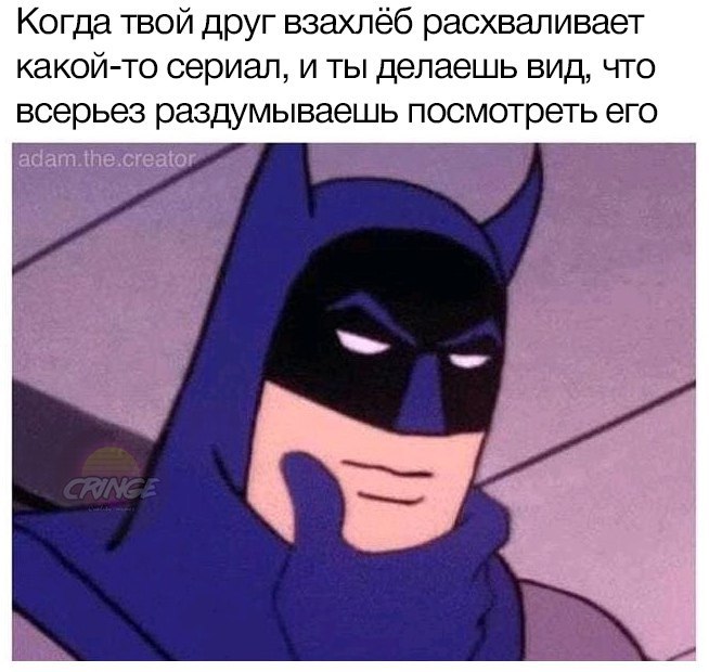 Когда твой друг взахлёб расхваливает какой-то сериал, и ты делаешь вид, что всерьез раздумываешь посмотреть его