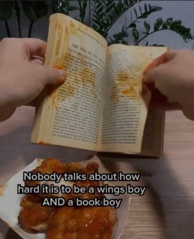 about how hard it is to be a wings boy AND a book boy