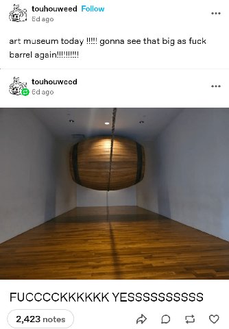 touhouweed Follow art museum today gonna see that big as fuck barrel touhouweed ago FUCCCCKKKKKK YESSSSSSSSSS 2,423 notes