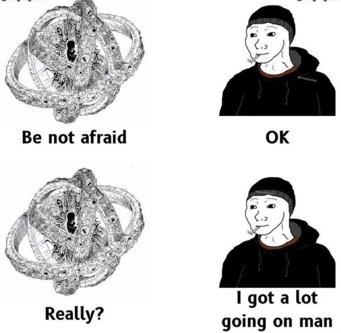IN Be not afraid I got a lot Really? going on man