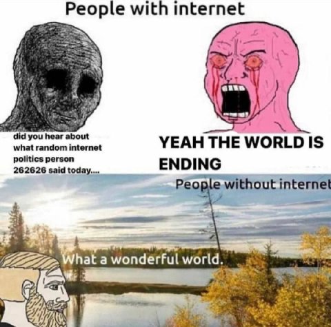 Feopie with internet did you about what random internet YEAH THE WORLD IS politics person ENDING 262626 said today.... Peo without 22222. у а Wondérful world