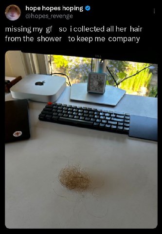 hope hopes hoping missing my so icollected hair from the shower me company