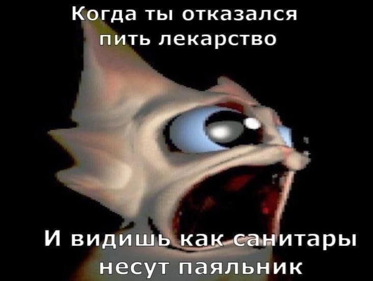 Когда ты отказался пить лекарство И видишь как санитары! несут паяльник