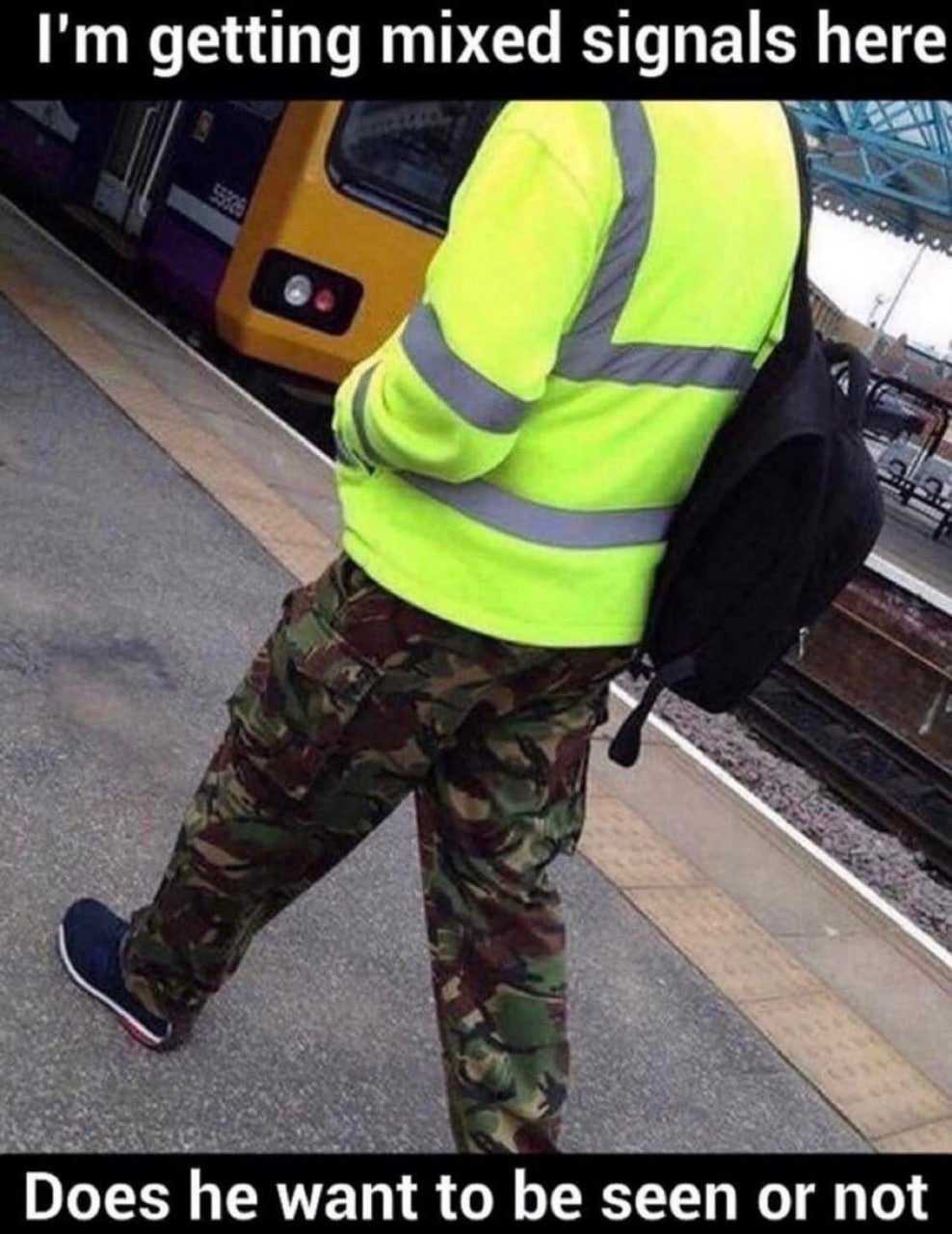 getting mixed signals here Does he want to be seen or not