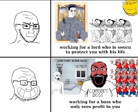 Wes И working for a lord who is sworn to protect you with his life _ЫЕЕ CUBE: $3,000 GLASS VIEWING PORTAL Я сиск CHAIR CORPORATE Boss working for a boss who only sees profit in you