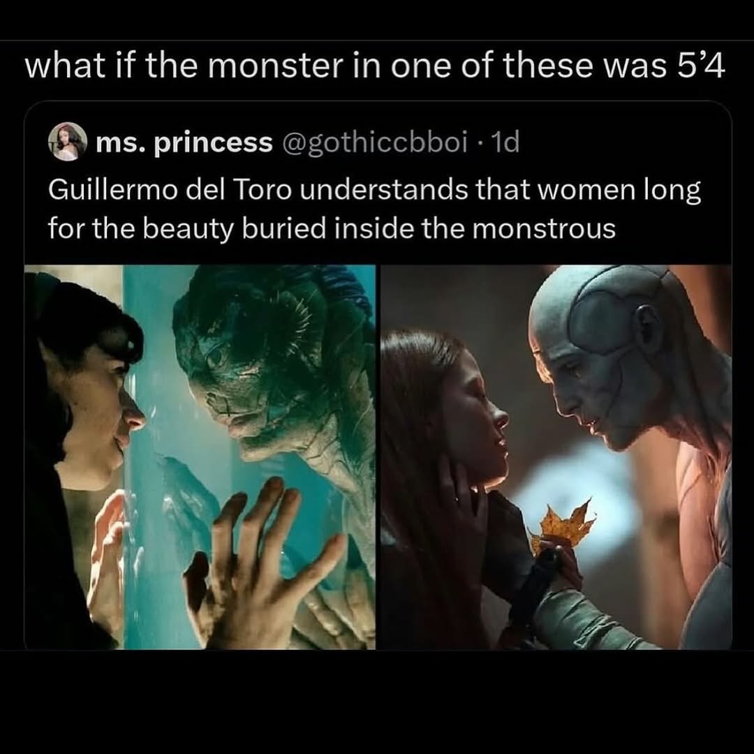 what if the monster in one of these was princess Guillermo del Toro understands that women long for the beauty buried inside the monstrous
