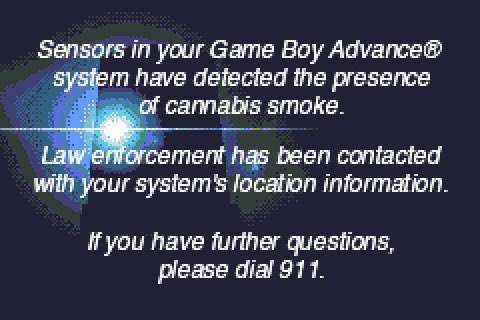 Sensors your Game Boy Advance® sysiem have delected the presence Of этоке. has been contacted your sysfem's have funher questions, pease dial
