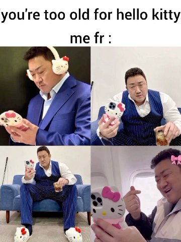 you're too old for hello kitty me