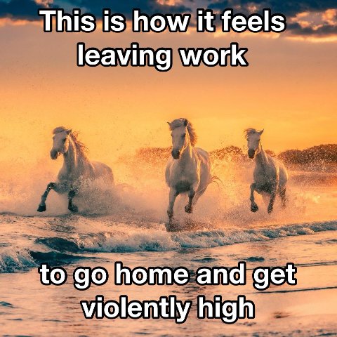 This is how it feels leaving work to home and get violently high