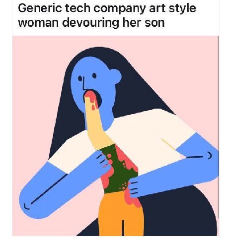 Generic tech company art style woman devouring her son