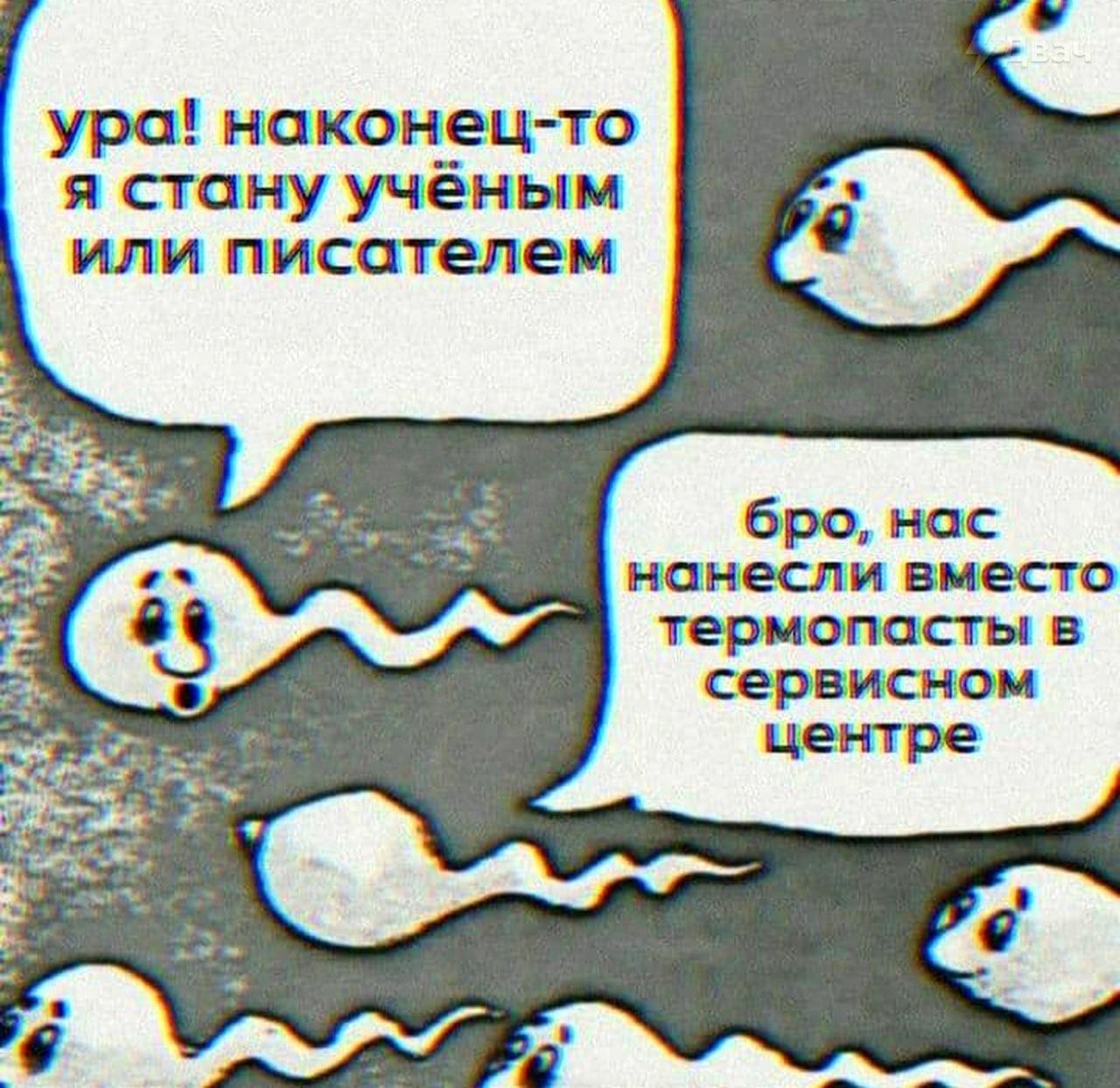 ура! наконец-то я стану учёным или писателем бро, нас нанесли вместо термопасты в сервисном