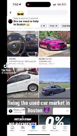 Reply to nosensor's comment in Boston & ну Price ~ ею fixing the used car market т И ‘SWETINTO SPRING Г [е) Home Friends Marketplace Роше Мое Меты xDrive Sedan 4D 13 @ space return „ Bayway Cadillac S