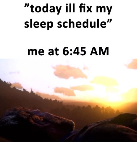 "today ill fix my sleep schedule” me at 6:45