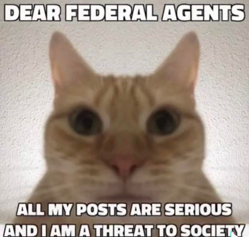 AGENTS ALL MY POSTS ARE SERIOUS AND А THREAT TO SOCIET'