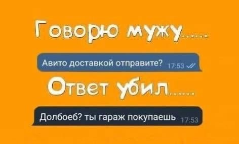 Говорю Авито доставкой отправите? Ответ убил... Долбоеб? ты гараж покупаешь