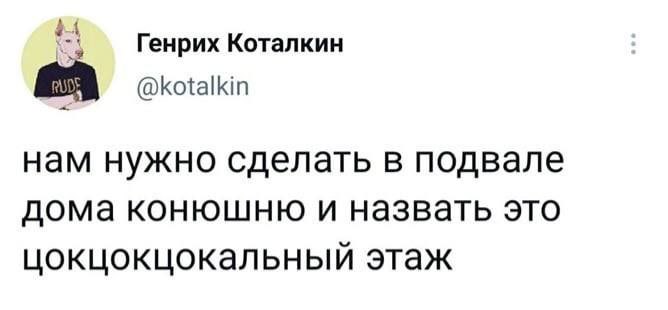 Генрих Коталкин @kotalkin нам нужно сделать в подвале дома конюшню и назвать это цокцокцокальный этаж