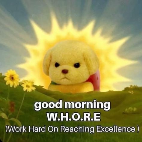good morning W.H.O.R.E (Work Hard On Reaching Excellence