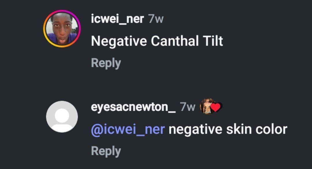 icwei_ner Negative Canthal Tilt Reply eyesacnewton_ @icwei_ner negative skin color Reply