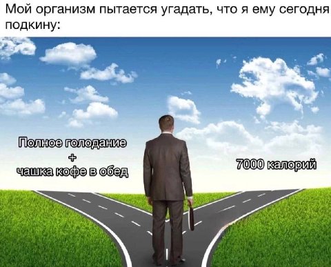 Мой организм пытается угадать, что я ему сегодня подкину: