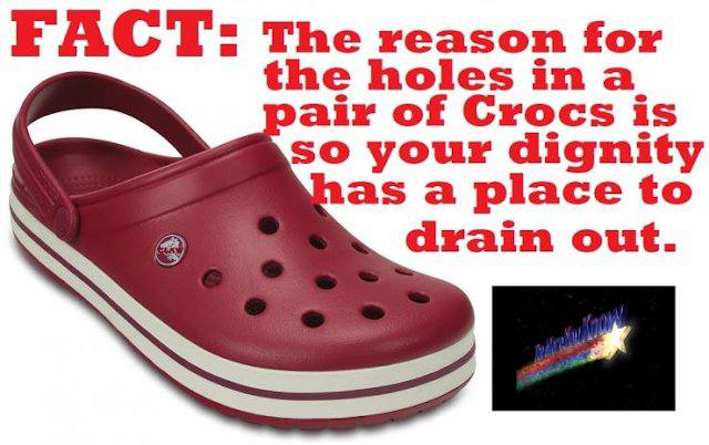 FACT: reason for he oles in а. of Crocs is so your dignity as a place to drain out.